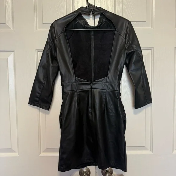 Zara Faux Leather Cutout‑Back Mini Dress – Black, Size S - Picture 6 of 6